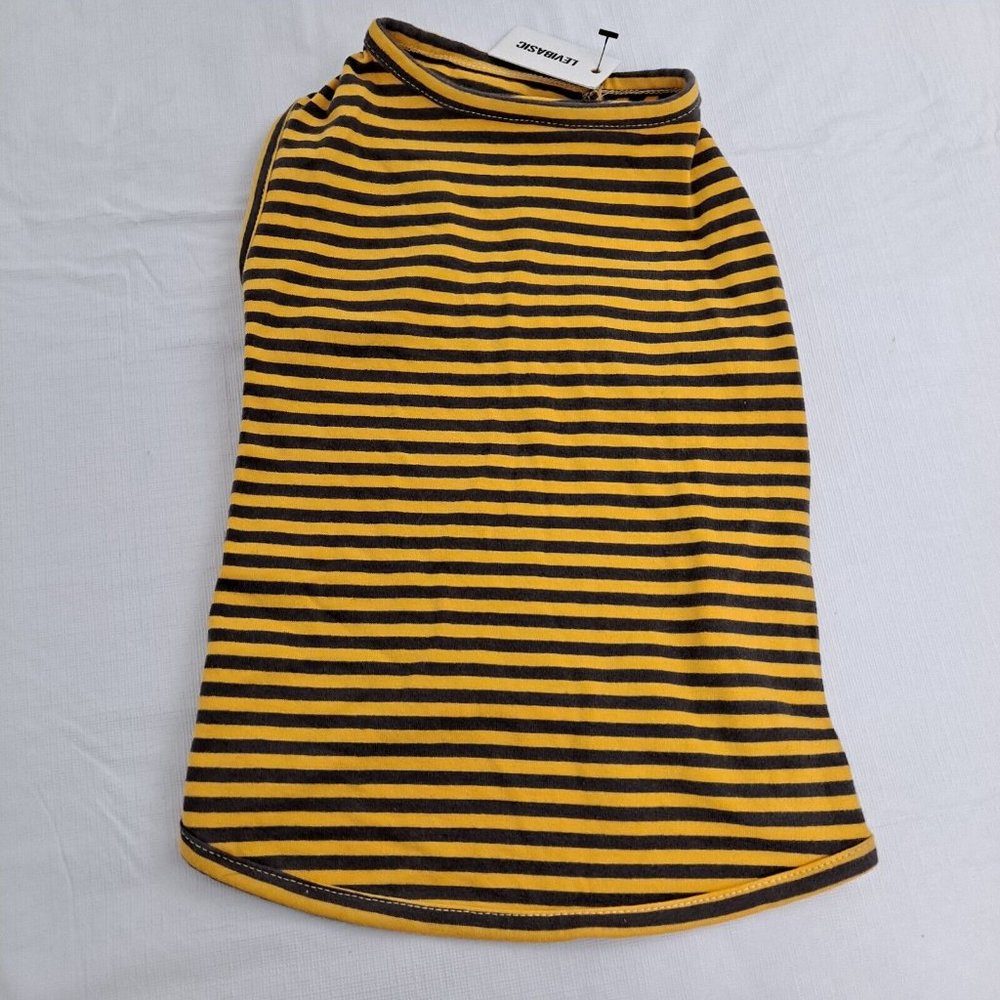 Dog T-shirt Yellow Gray Horizontal Stripes Small - Picture 2 of 7